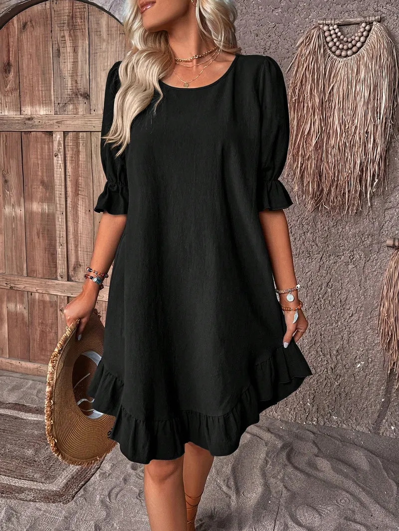 Ilka – Damenkleid mit Rüschen am Saum