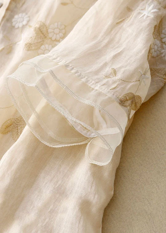 Kirsten – Damenbluse aus Baumwolle und Leinen mit Blumenmuster