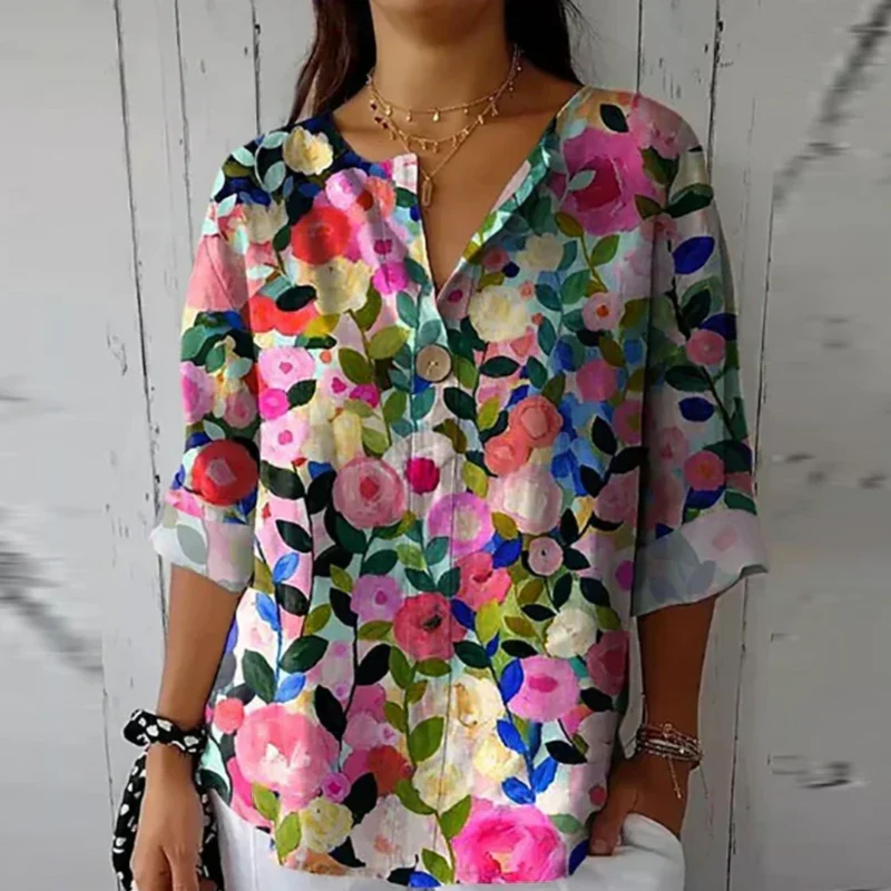 Thea – Damenbluse mit schickem Blumenmuster