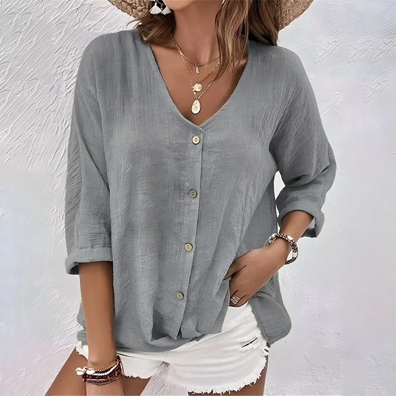 Leni – Sommerbluse für Damen mit Knopfleiste