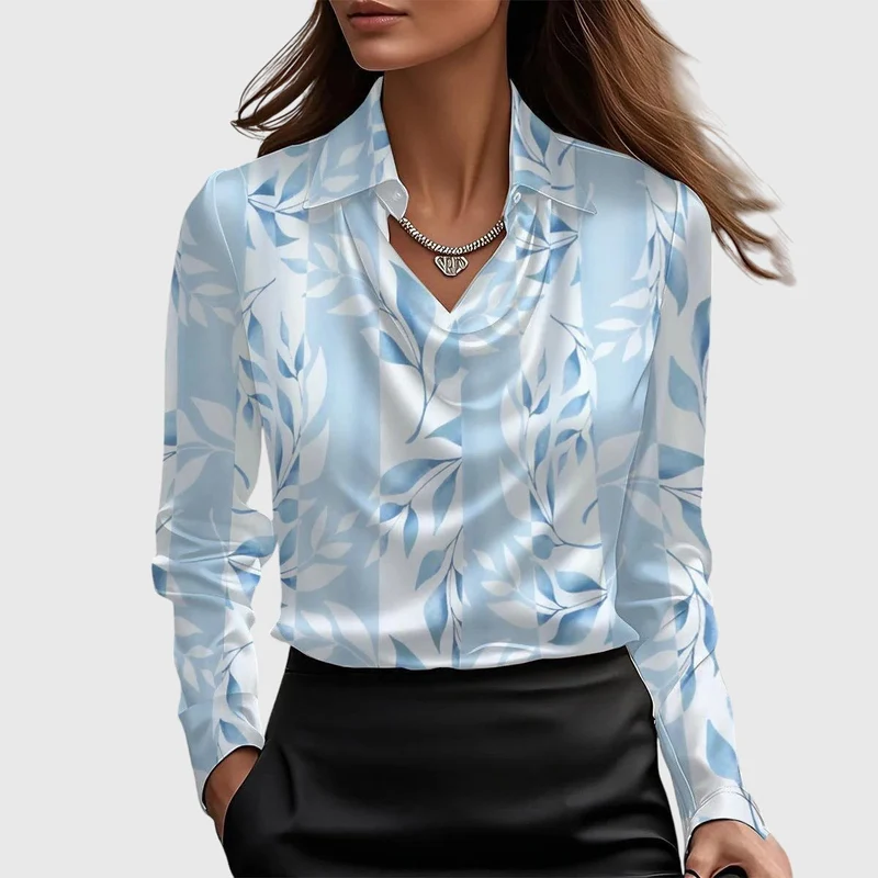 Gleura™ – Bluse mit Luxuriösem Glanz und Plissiertem Halsausschnitt