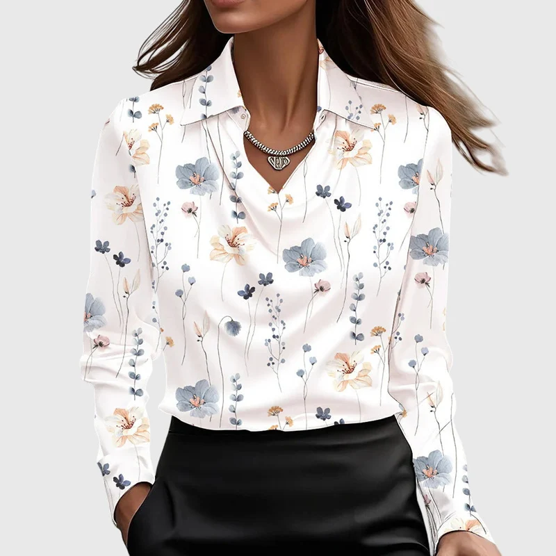 Gleura™ – Bluse mit Luxuriösem Glanz und Plissiertem Halsausschnitt