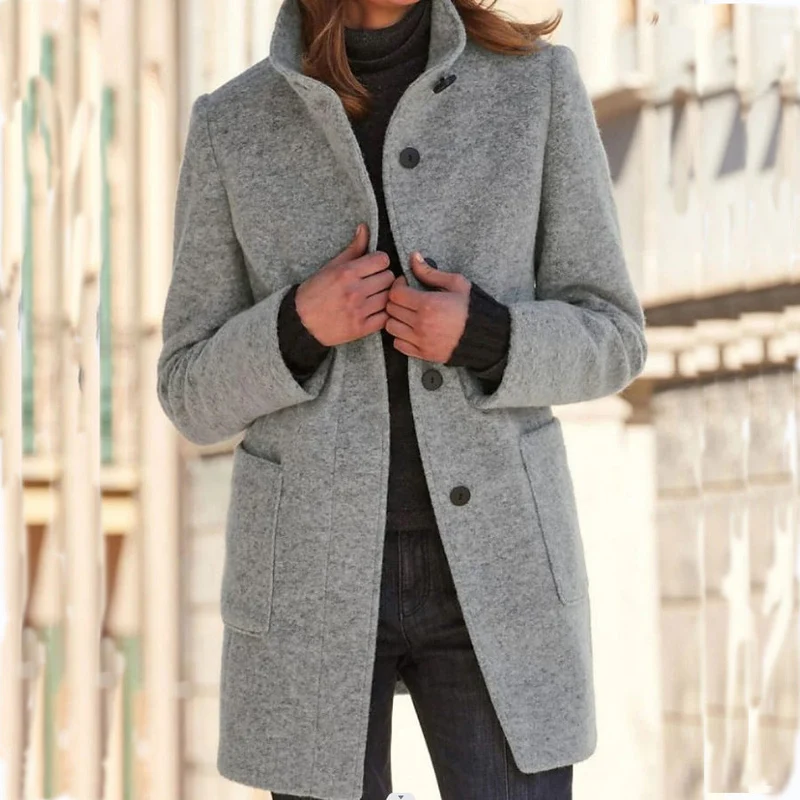 Vintora™ – Retro Damen-Windjacke mit Knöpfen und Stehkragen