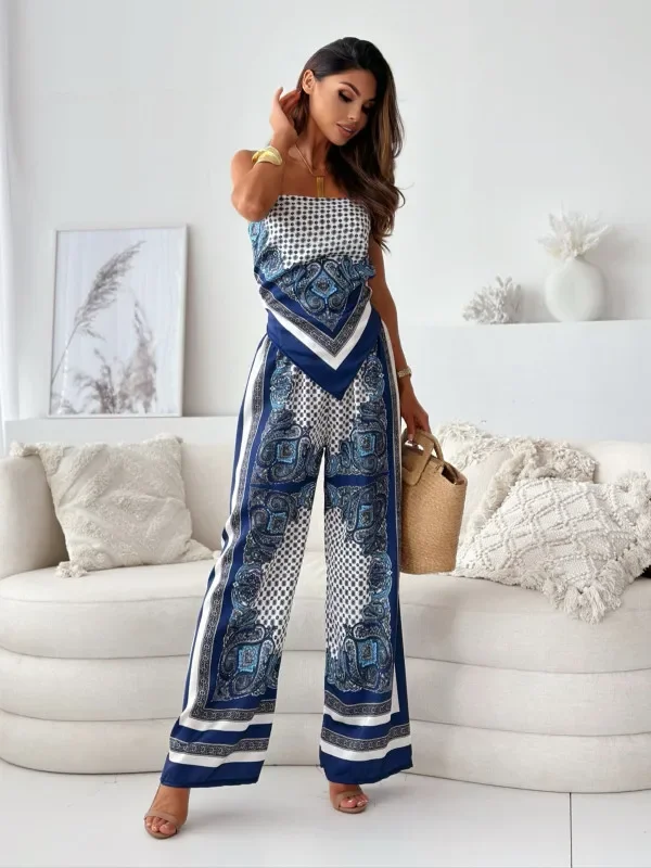 Solura™ - Stilvolles Zweiteiliges Set mit Blusenknoten & Hose