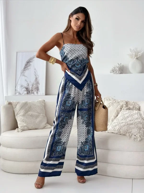 Solura™ - Stilvolles Zweiteiliges Set mit Blusenknoten & Hose