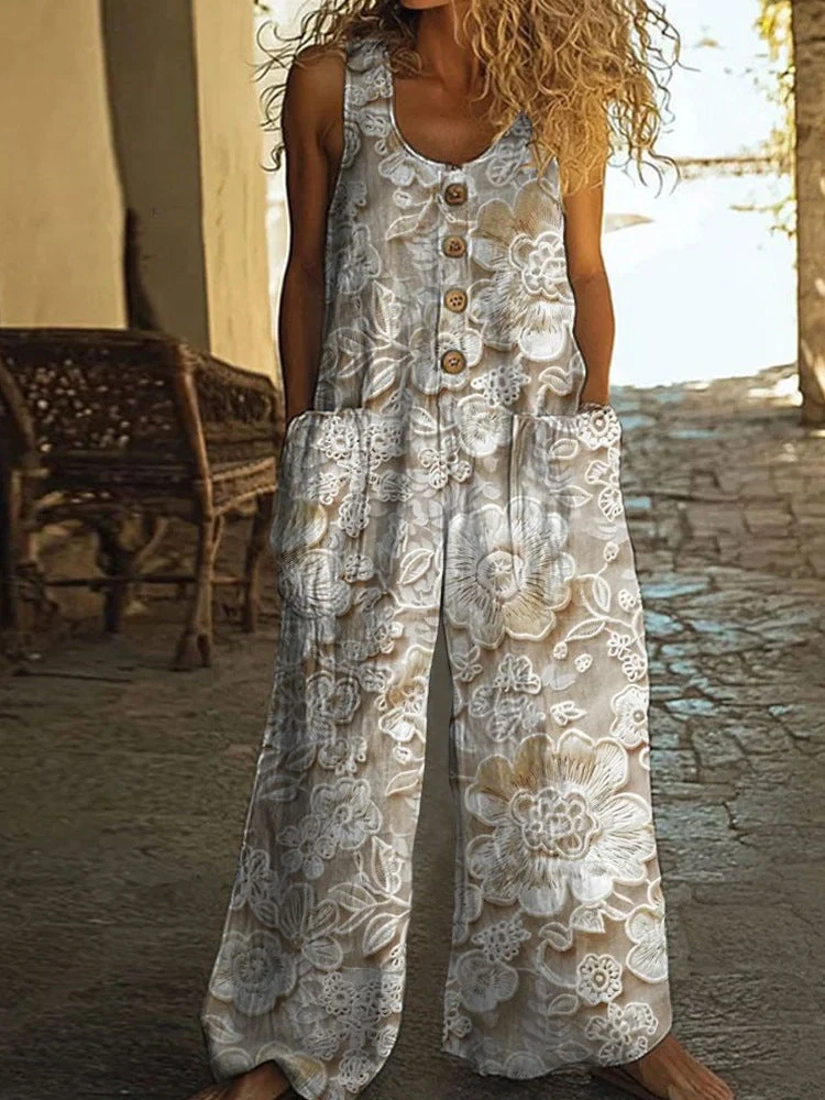 Realyn™ – Blumiger ärmelloser Jumpsuit