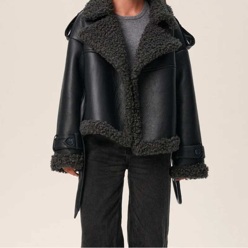 Geraldine™ - Gürtel-Shearling-Mantel