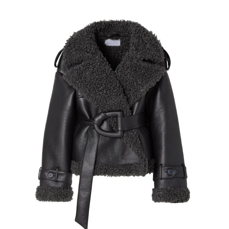Geraldine™ - Gürtel-Shearling-Mantel