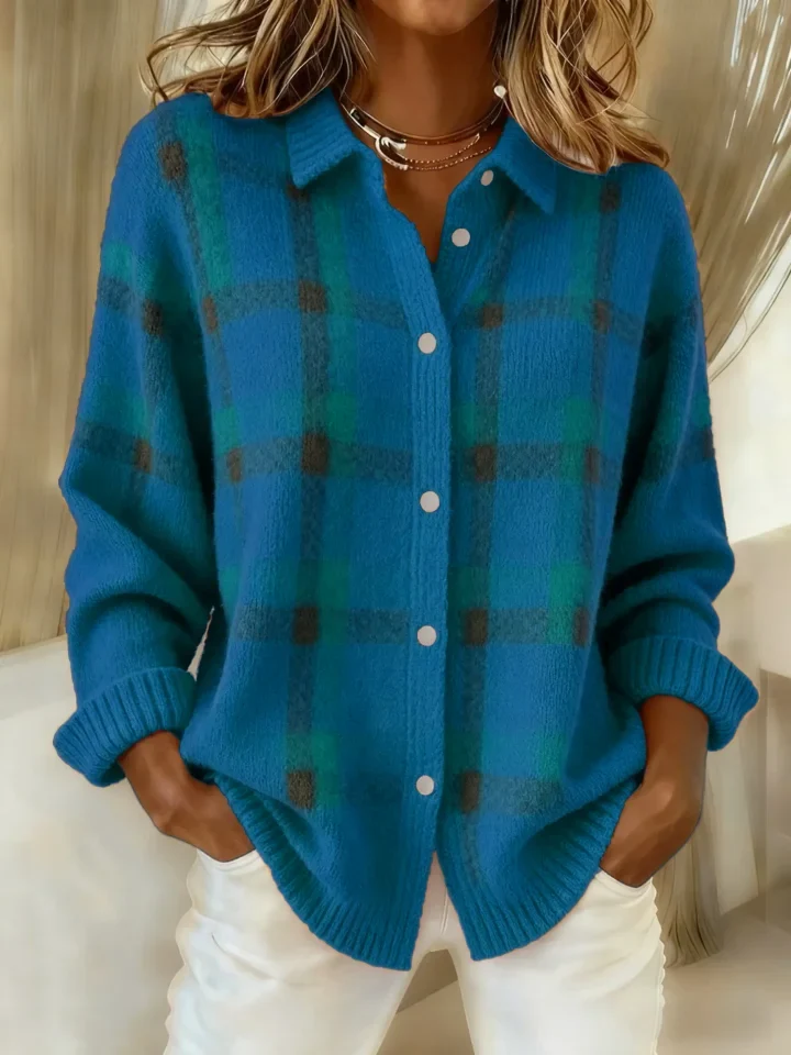 Victoria | Retro Karierter Freizeitpullover mit Kontrastdetails