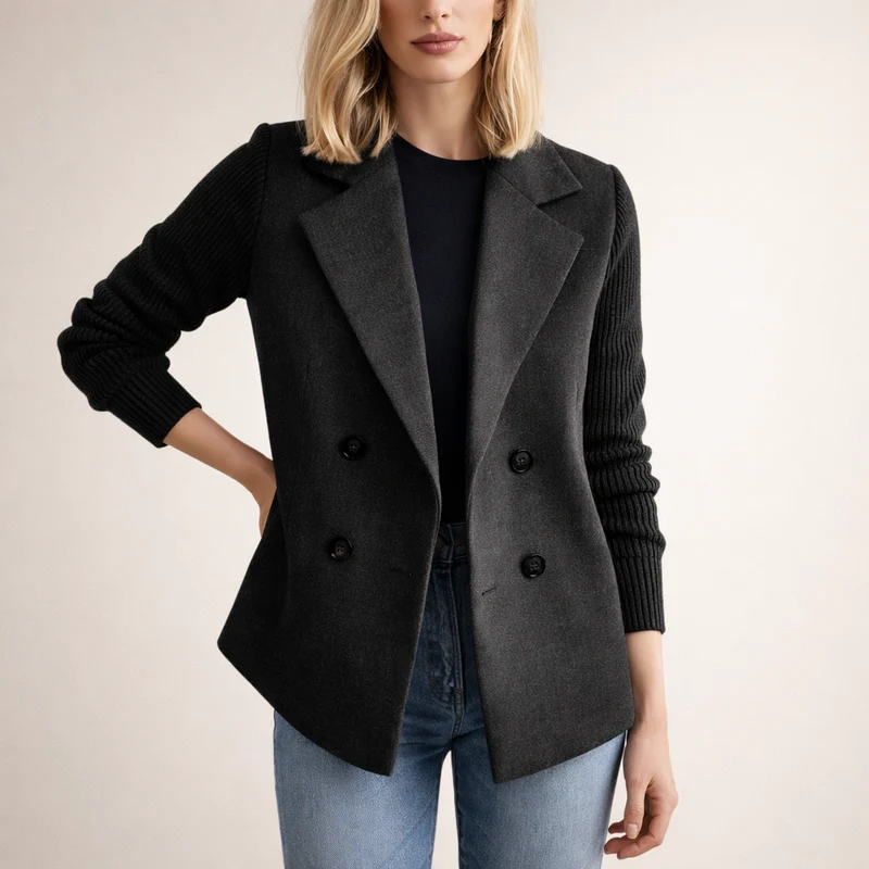 FIENE | Doppelreihige Weste mit Strickärmeln für eleganten Stil und hohen Komfort