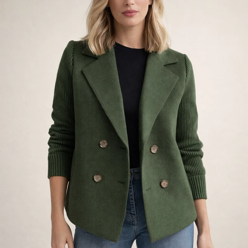 FIENE | Doppelreihige Weste mit Strickärmeln für eleganten Stil und hohen Komfort