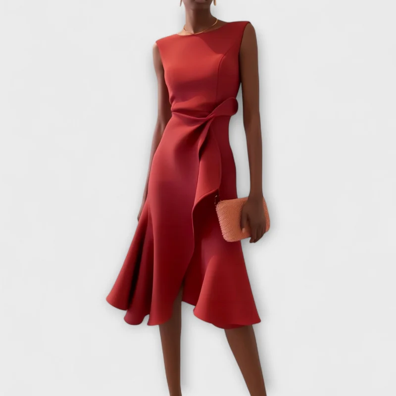Juliette – Asymmetrisches Midi-Kleid mit Raffungen