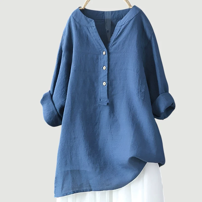 Ingrid – Damen-Tunika-Bluse mit Knöpfen