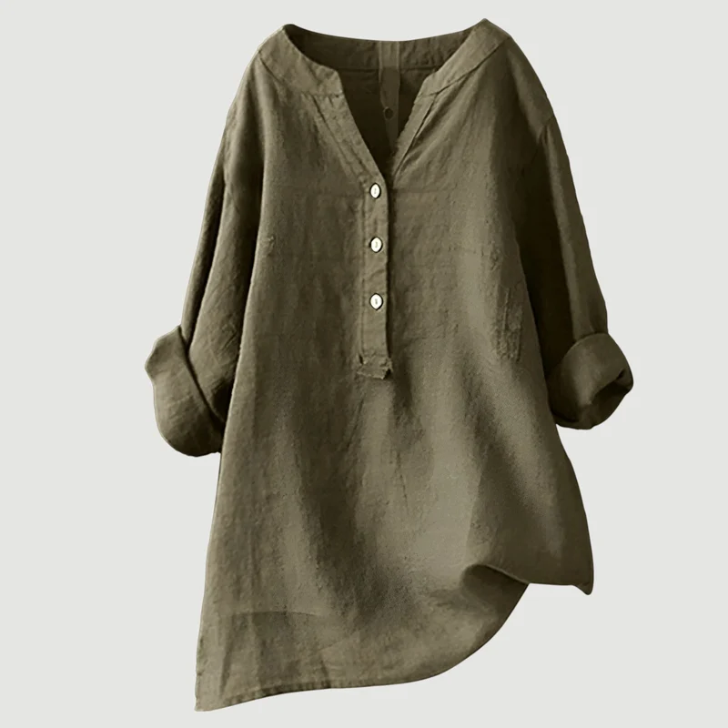 Ingrid – Damen-Tunika-Bluse mit Knöpfen