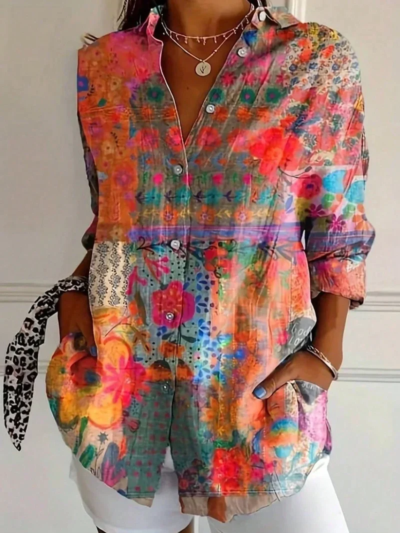 Renate – Damenbluse mit Blumenmuster