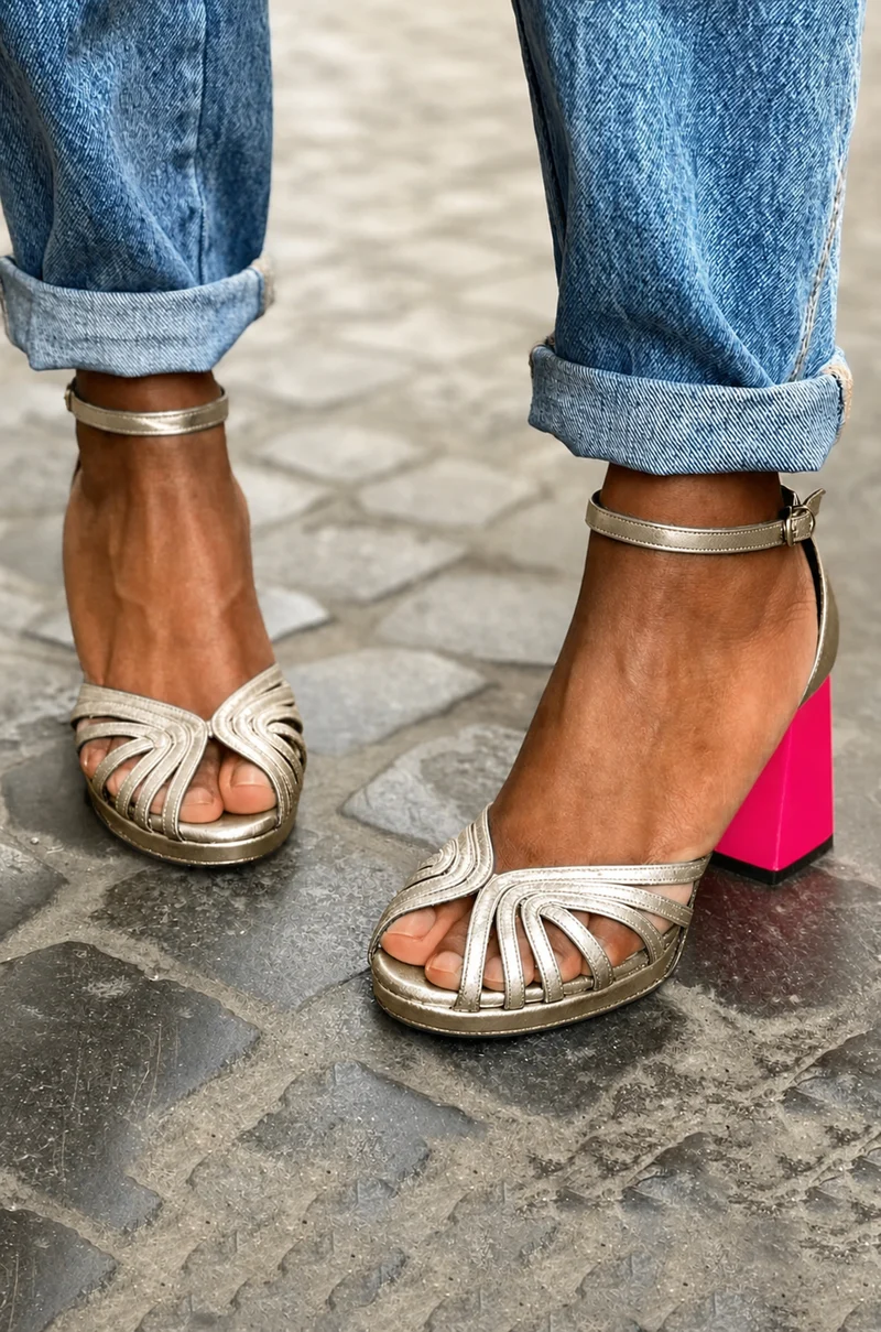 Annemarie – Damen-Sandalen mit Fesselriemen und offener Zehenpartie