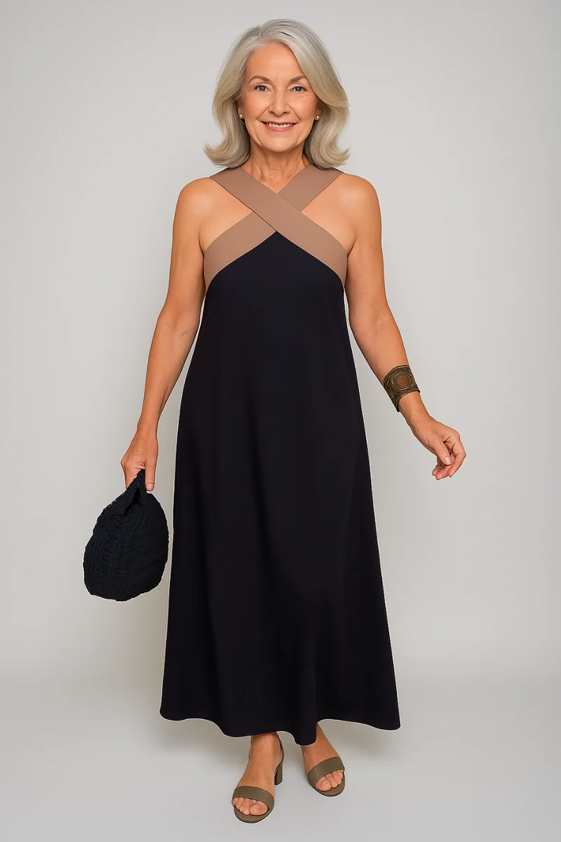 Susanne – Maxikleid für Damen mit gekreuztem Ausschnitt