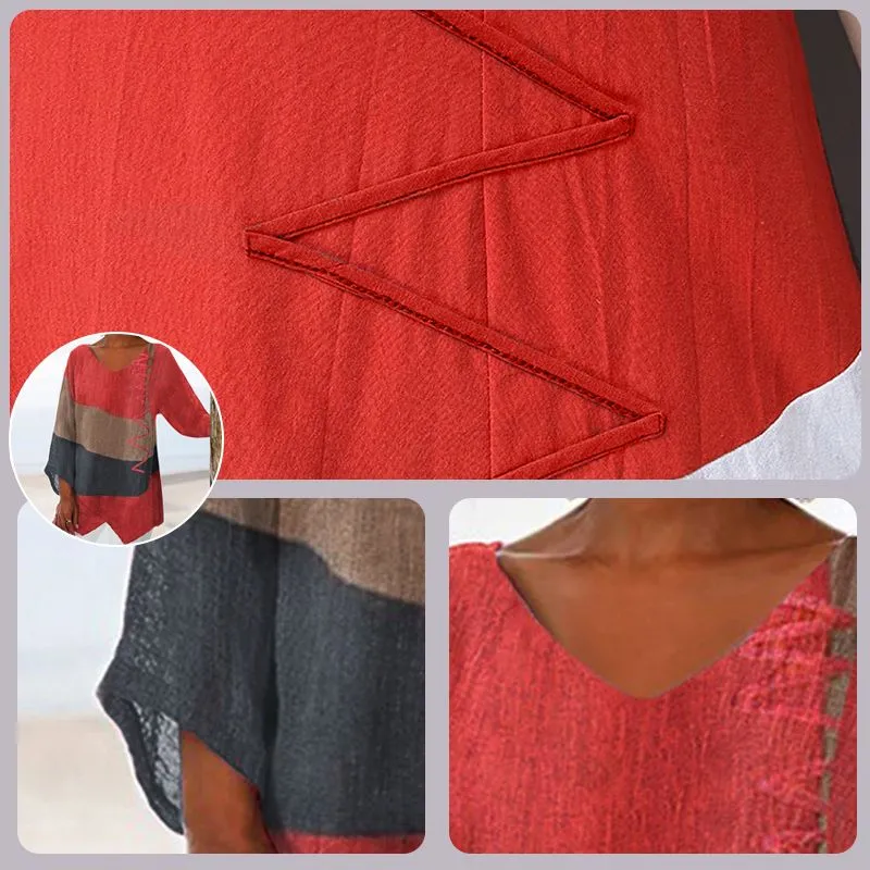 Christina – Damen-Bluse mit langem Schnitt und V-Ausschnitt