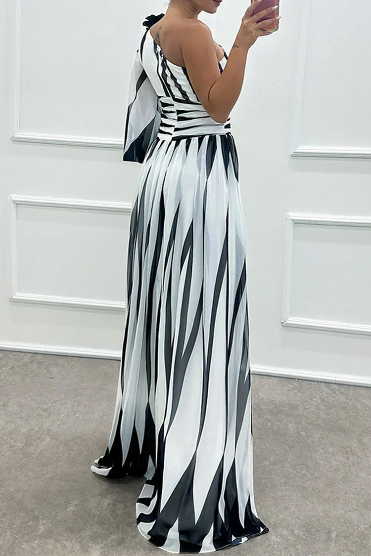 Julia – Gestreiftes Ein-Schulter-Kleid für Damen