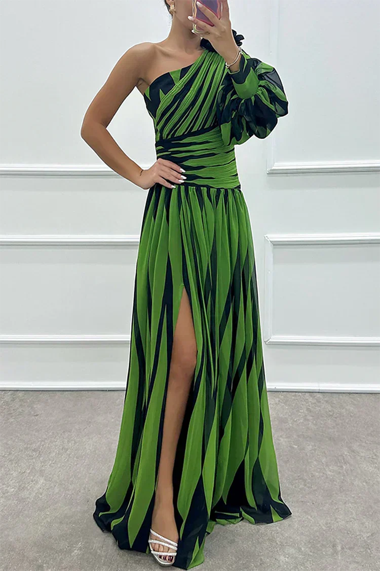 Julia – Gestreiftes Ein-Schulter-Kleid für Damen