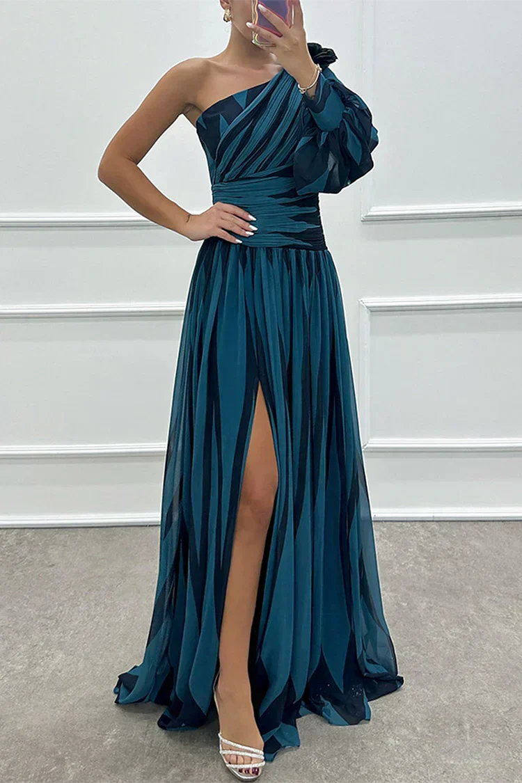Julia – Gestreiftes Ein-Schulter-Kleid für Damen
