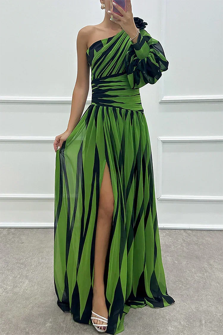 Julia – Gestreiftes Ein-Schulter-Kleid für Damen