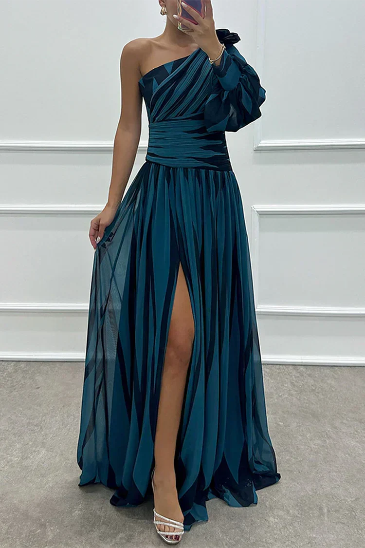 Julia – Gestreiftes Ein-Schulter-Kleid für Damen