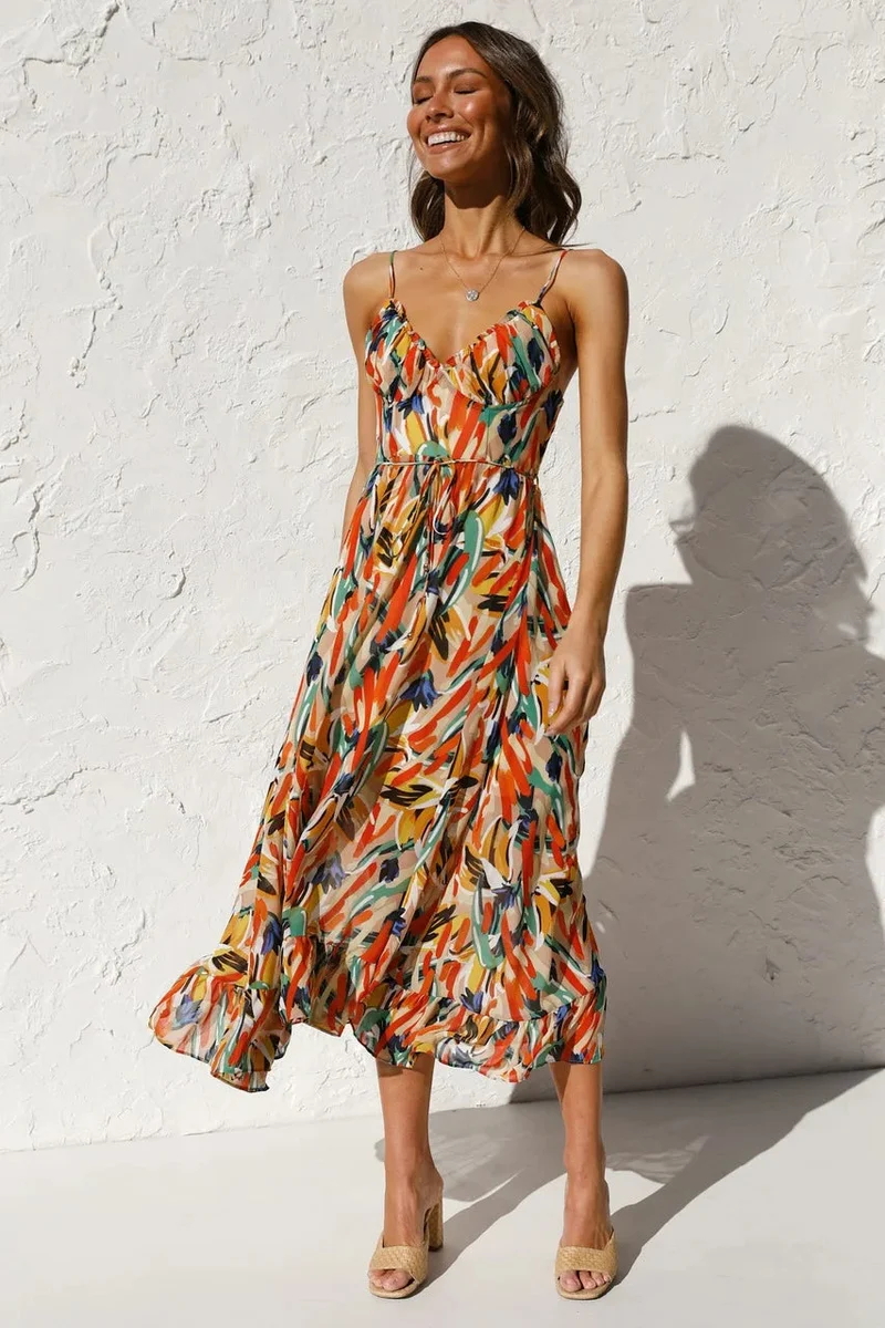 Katrin – Maxikleid für Damen mit Blumenmuster