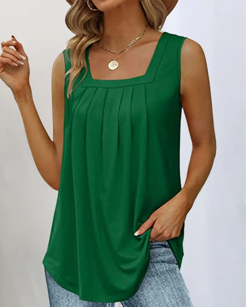 Monika – Damenbluse mit Falten und quadratischem Ausschnitt