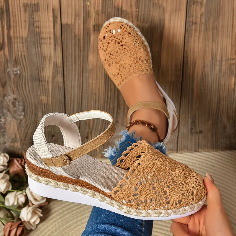 Annika – Gehäkelte Keilabsatzsandalen für Damen