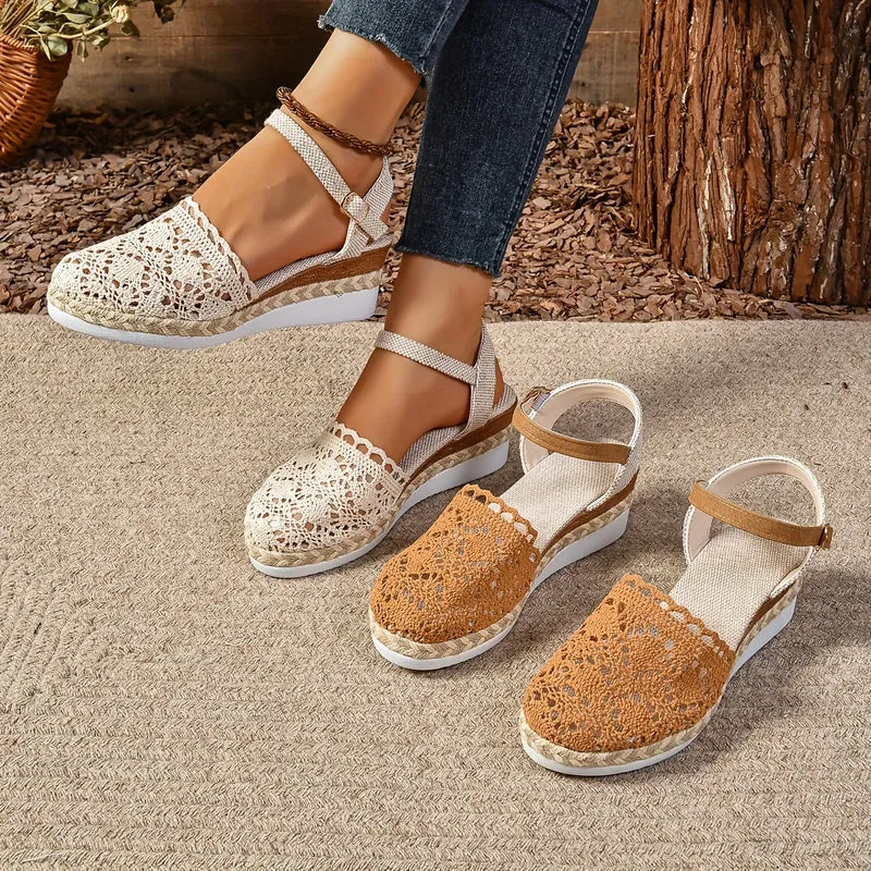 Annika – Gehäkelte Keilabsatzsandalen für Damen