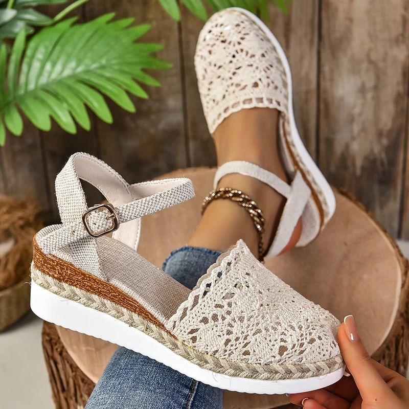 Annika – Gehäkelte Keilabsatzsandalen für Damen