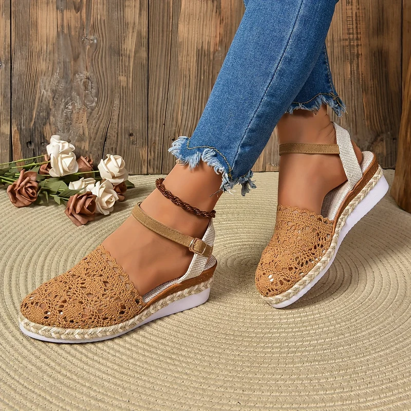 Annika – Gehäkelte Keilabsatzsandalen für Damen