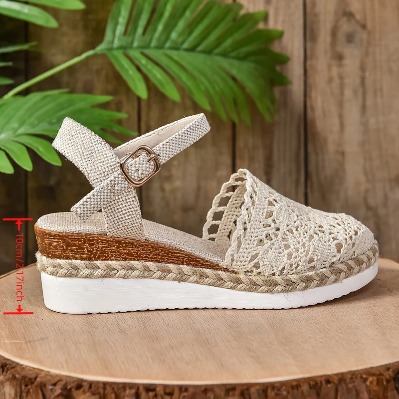 Annika – Gehäkelte Keilabsatzsandalen für Damen
