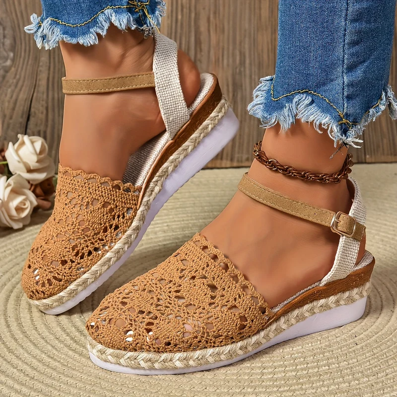 Annika – Gehäkelte Keilabsatzsandalen für Damen