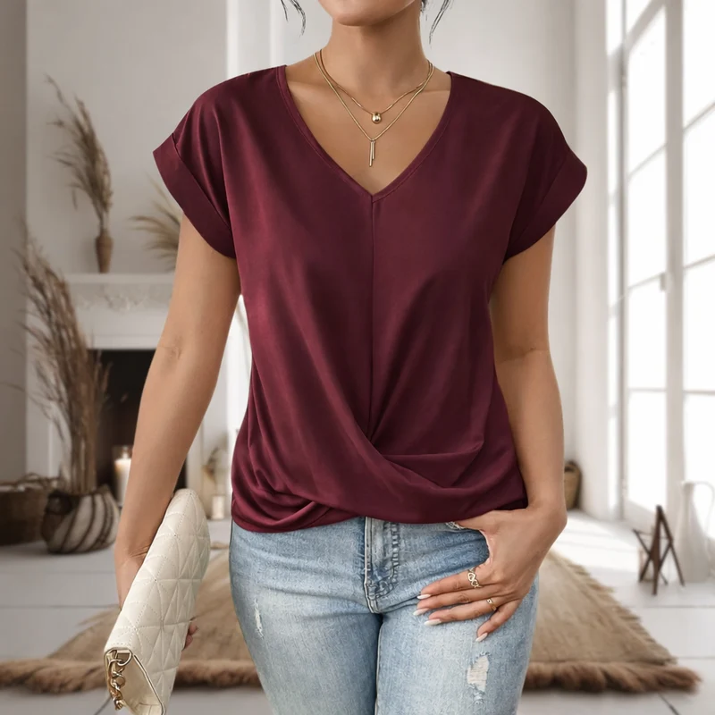 Susanne – Elegante Damenbluse mit V-Ausschnitt