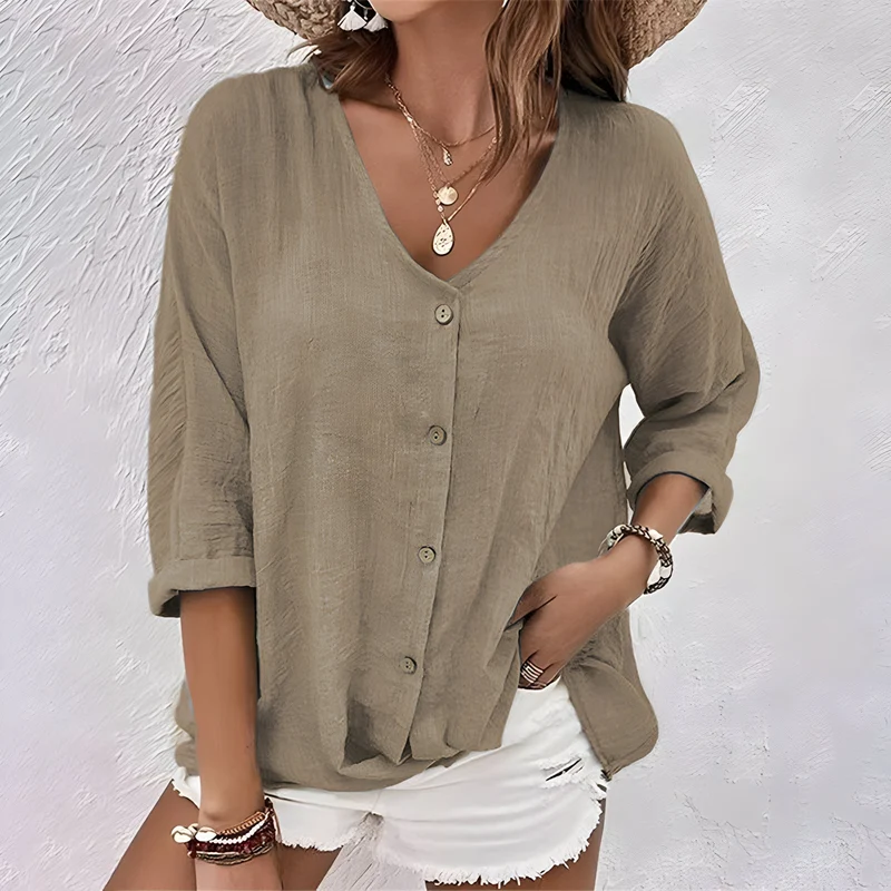 Emma – Sommerbluse für Damen mit Knopfleiste