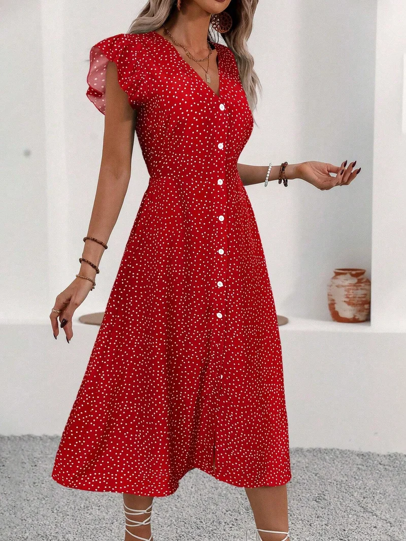 Sandra – Midi-Kleid für Damen mit Blumenmuster