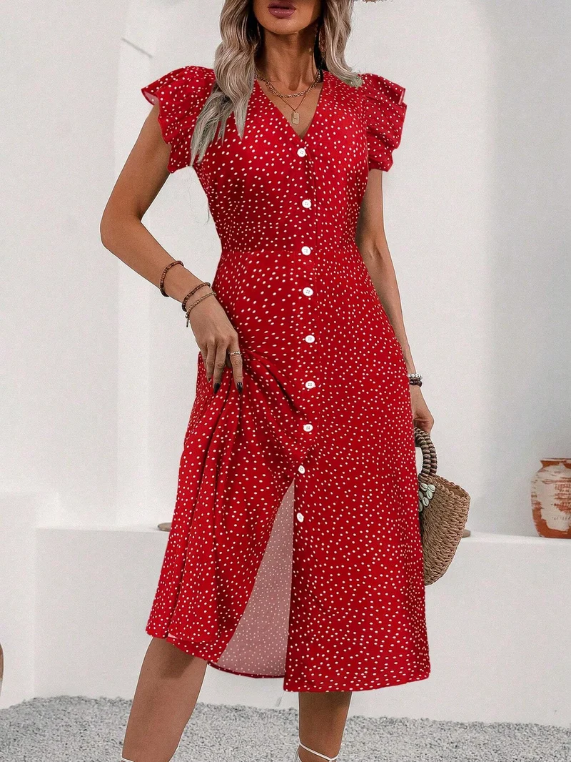 Sandra – Midi-Kleid für Damen mit Blumenmuster