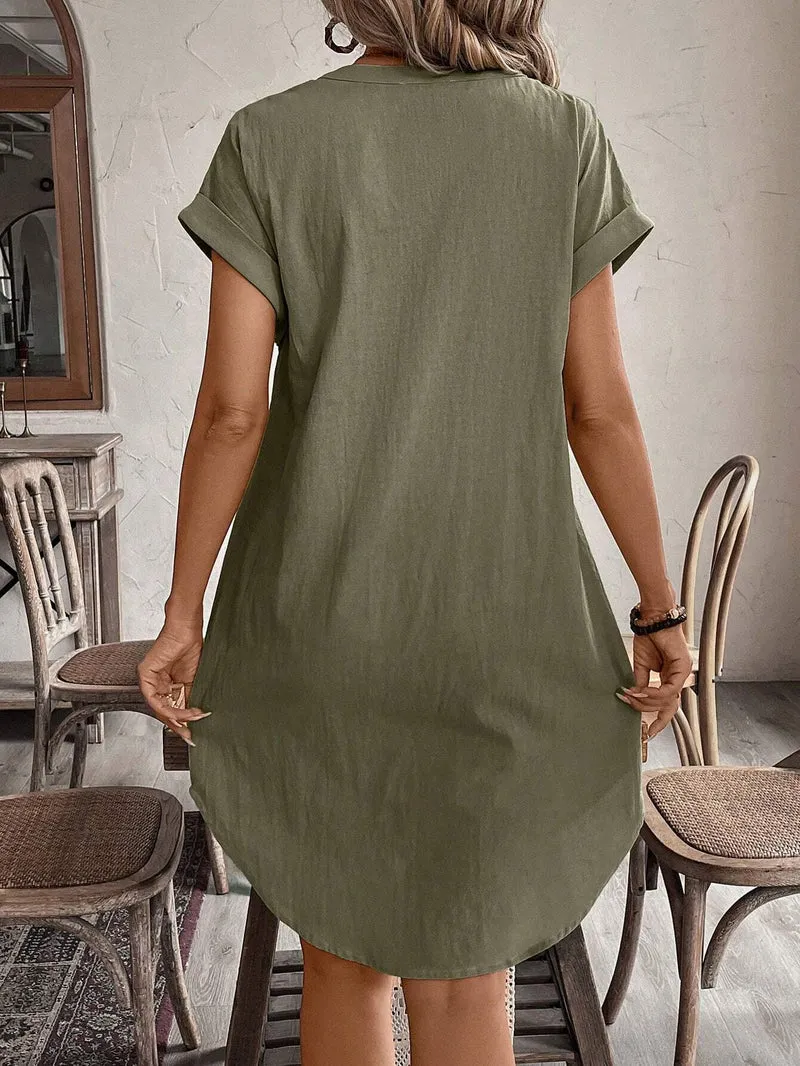 Katrin – Kurzärmeliges Damenkleid mit Knopfleiste