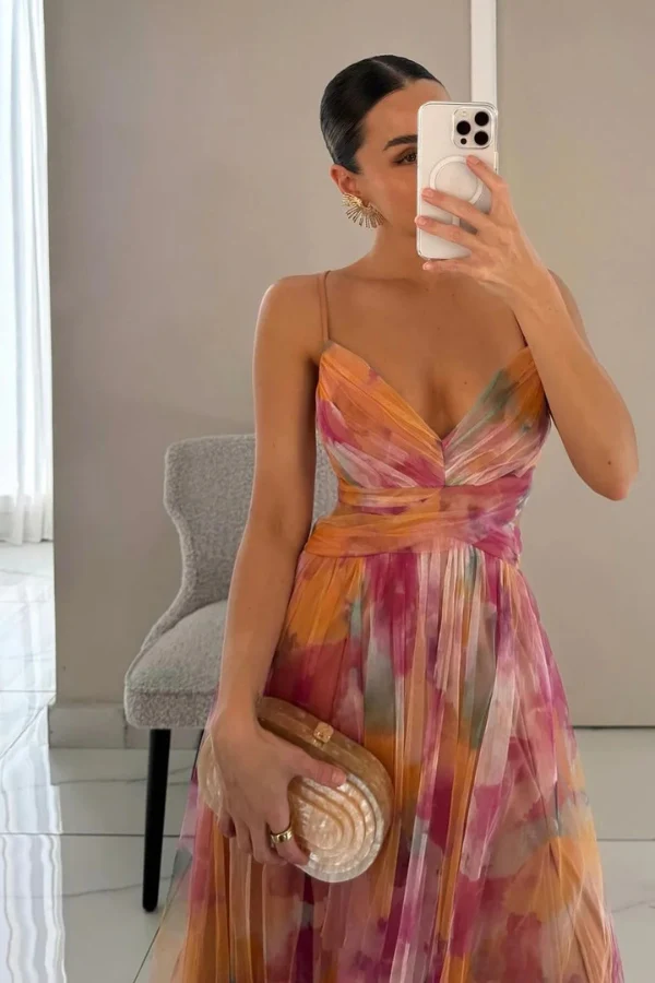 Nicole – Elegantes Maxikleid mit Falten für Damen
