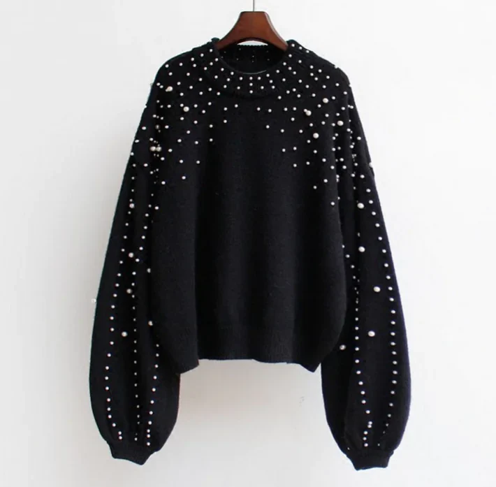 Lieselotte – Damenpullover mit Perlenverzierung