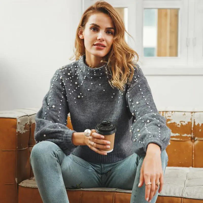 Lieselotte – Damenpullover mit Perlenverzierung