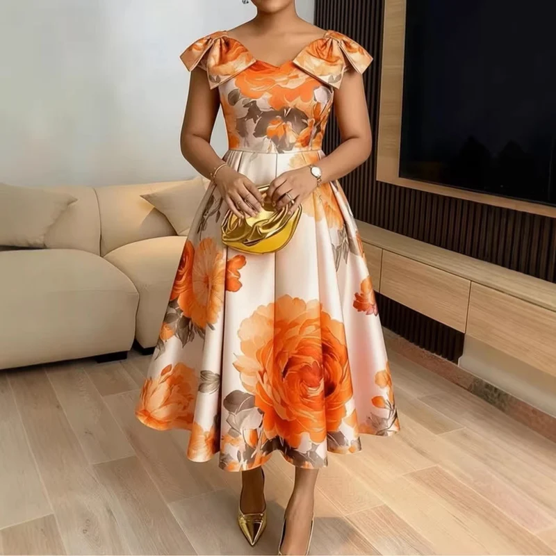 Kirsten – Midi-Kleid für Damen mit Blumenmuster