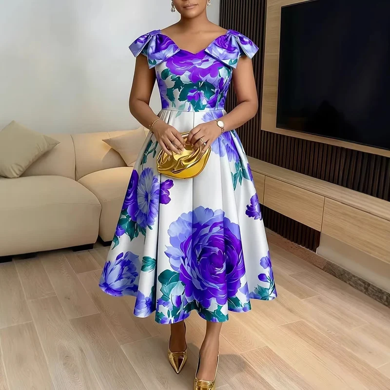 Kirsten – Midi-Kleid für Damen mit Blumenmuster