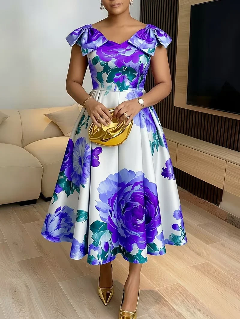 Kirsten – Midi-Kleid für Damen mit Blumenmuster