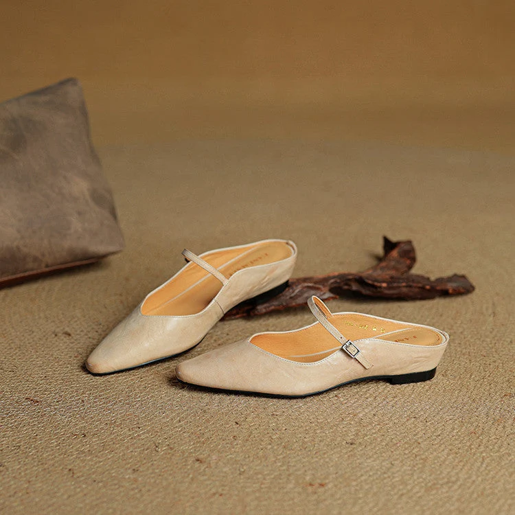 Elvira – Damen-Pantoletten, spitze Mary-Jane-Sandalen mit Riemchen