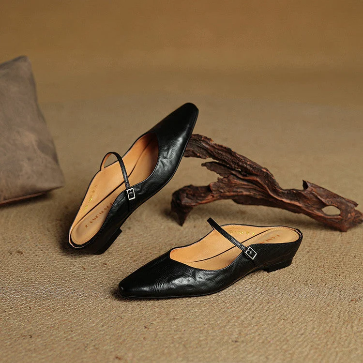 Elvira – Damen-Pantoletten, spitze Mary-Jane-Sandalen mit Riemchen