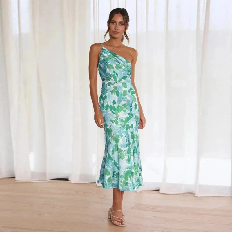 Luna – Damenkleid aus Satin mit Blumenmuster