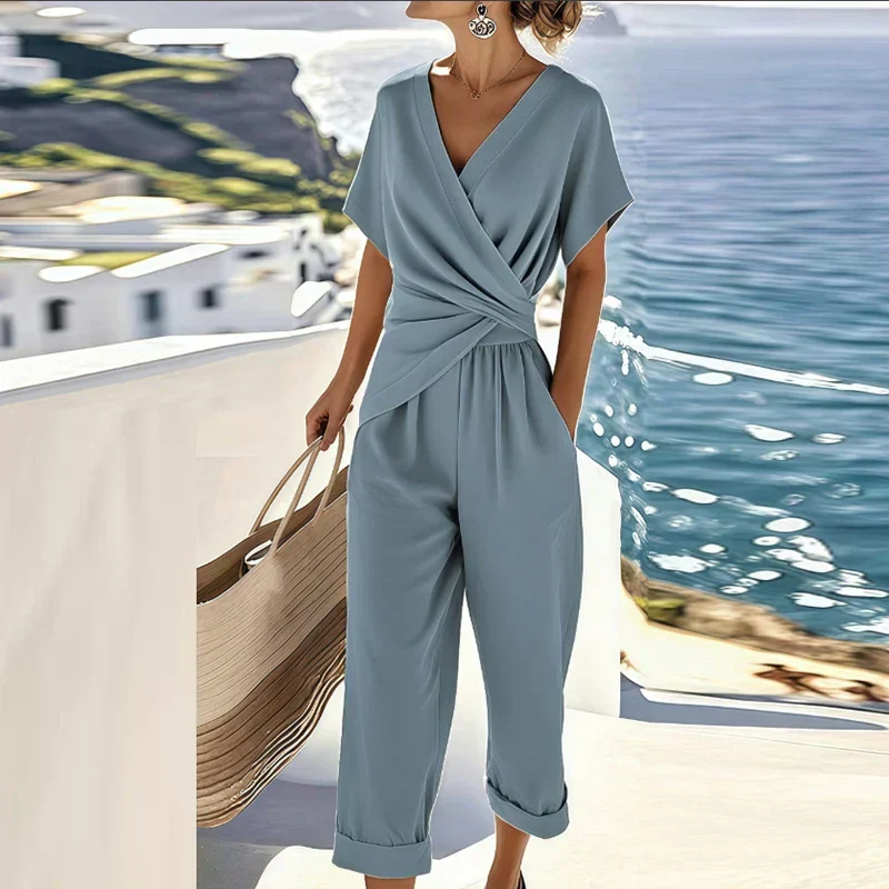 Luna – Eleganter Jumpsuit im Wickelstil für Damen